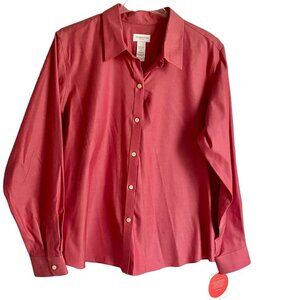 Liz Claiborne No Iron Button Down Long Sleeve Shirt Women's 16 New with Tags